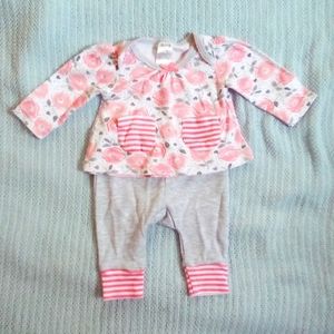 0-3 Peach and Gray Girls Outfit